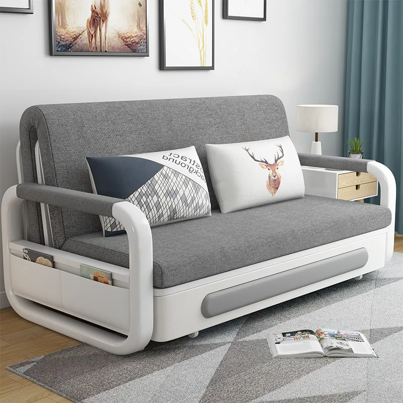 

Modern European three-seat sofa bed Wooden family convertible folding sofa Storage bedroom Hotel wholesale fabric