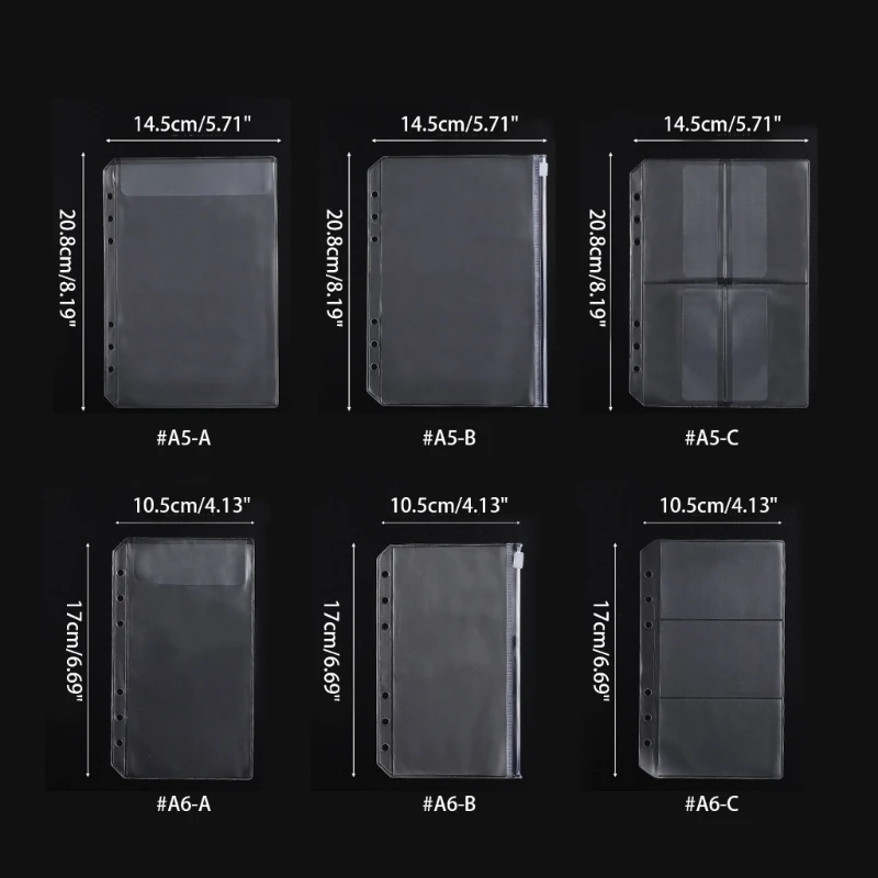 10Pcs/set Convenient Clear PVC Binder Binder Pockets Clear Zipper Folders