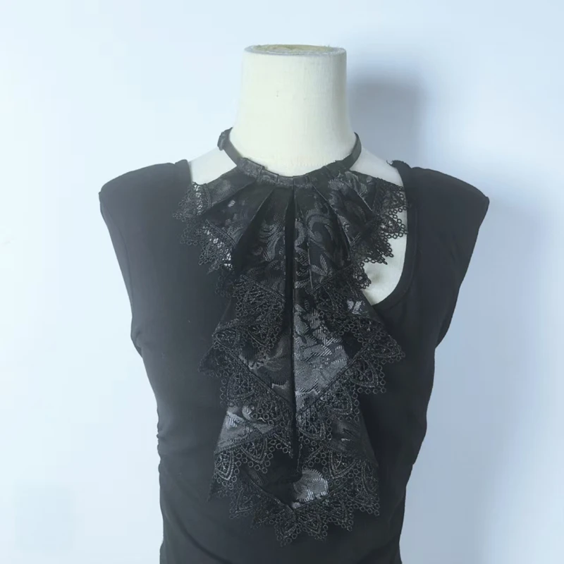 Kép 4: Layered csipkével nyakú Báláz Lecsavarható ruffled Gallér Bíróság decorativa Ál- Csőbilincs Avatás színpadi Előadás cosplay accessor