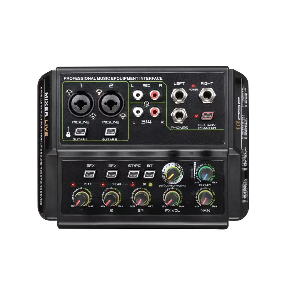 4 Channel Audio Mixer Interface Sound Card With Bluetooth For Live Broadcast Recording