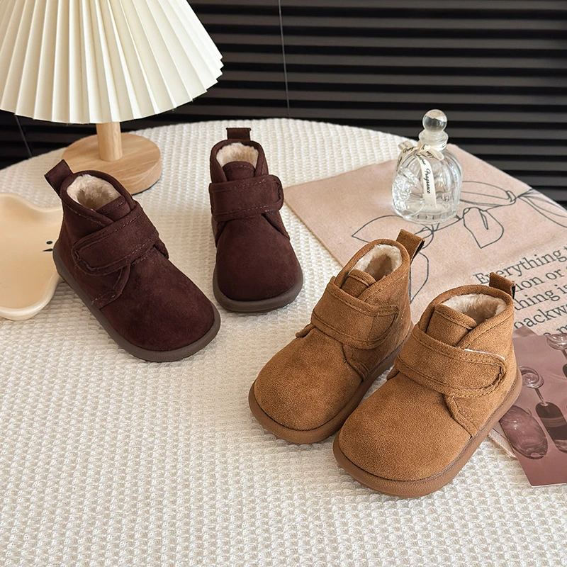 

Children Casual Cotton Shoes for Girls Boys 2025 Winter New Fashion Korean Style Soft Sole Anti-slippery Versatile Short Boots