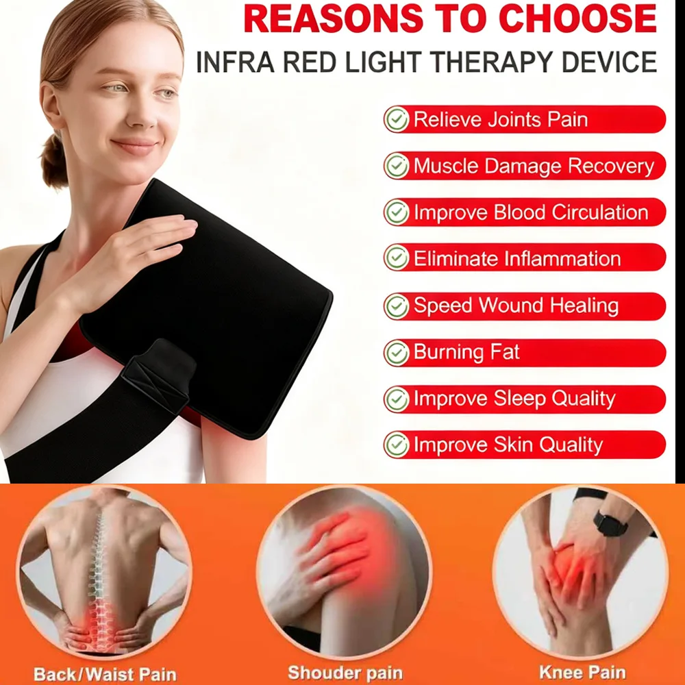 

120 LED Red Light 660nm & Infrared 850nm Therapy Belt for Back Pain Relief Fat Burning Belt Full-Body Waist Wrap Slimming Device