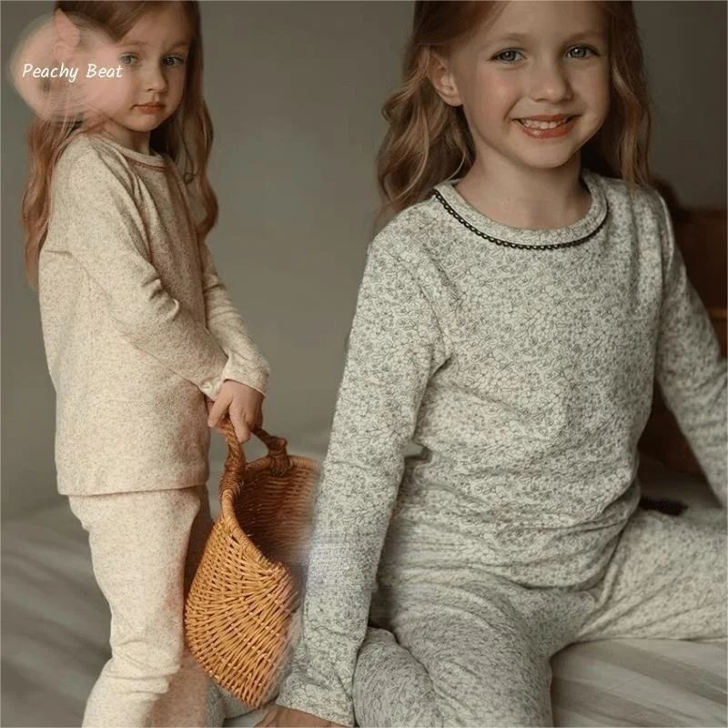 

Baby Girl Princess Cotton Pajamas Set Top+Pant 2PCS Infant Toddler Child Elegant Home Suit Pullover Floral Baby Clothes 1-6Y