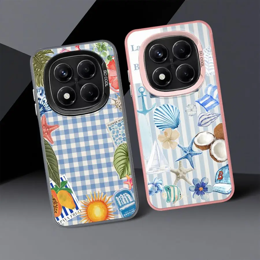 เคสสำหรับ Xiaomi Poco F4 F3 GT C50 C51 X5 X3 NFC X3 Pro เคสหลังโทรศัพท์ลายกุ้งมังกรและกุ้งลายทะเลเท่ๆ
