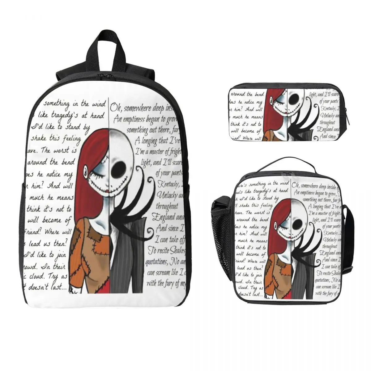 

Nightmare Before Christmas Backpack Boys Girls BookBag School Bag Computer Shoulder Bags 3ps Insulated Lunch Bag Pencil Case