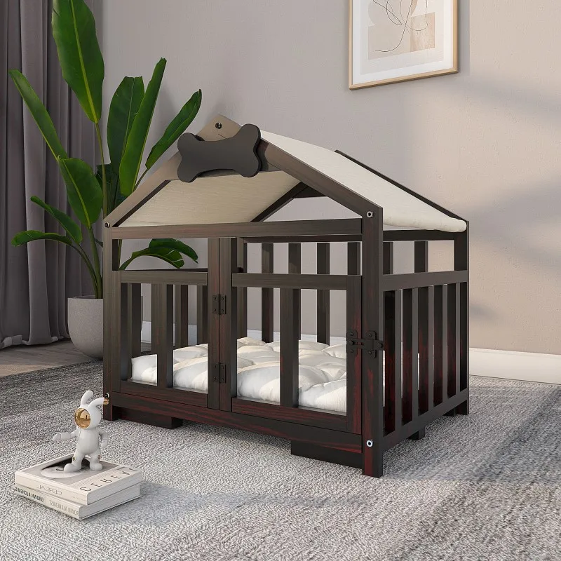 

Solid Wood Indoor Dog House Cage for Small Medium Dogs Four Seasons Universal Detachable Washable Pet Bed for Living Room