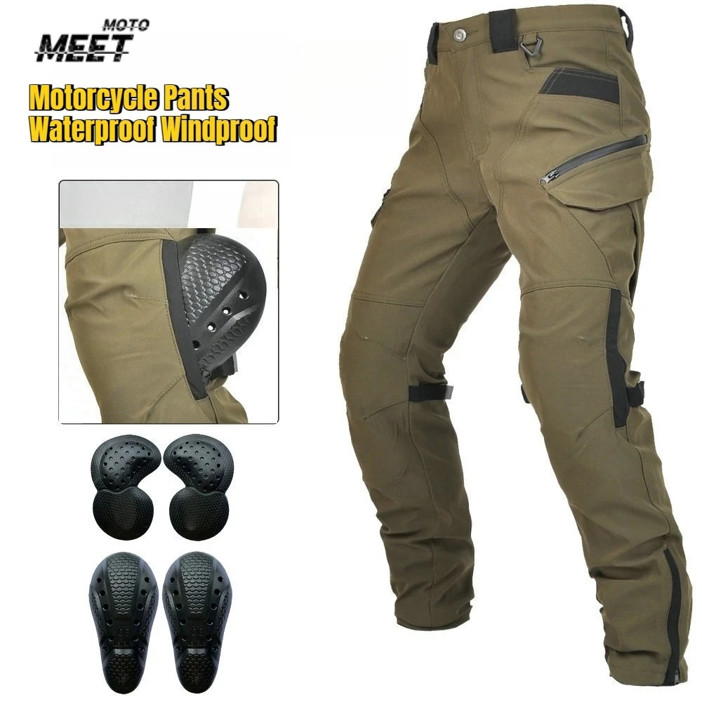 

Мотоциклетные брюки водонепроницаемые, ветрозащитные, всесезонные, двухслойные, дышащие, с высокой талией, для езды на мотоцикле, с защитой от падений, для мужчин