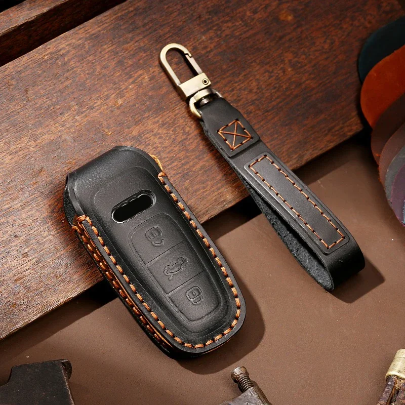 

1pc Leather Car Key Case Cover Key Bag For Audi A1 A3 8v A4 B9 A5 A6 C8 Q3 Q5 Q7 Tt Keychain Car-Styling Auto Holder Shell