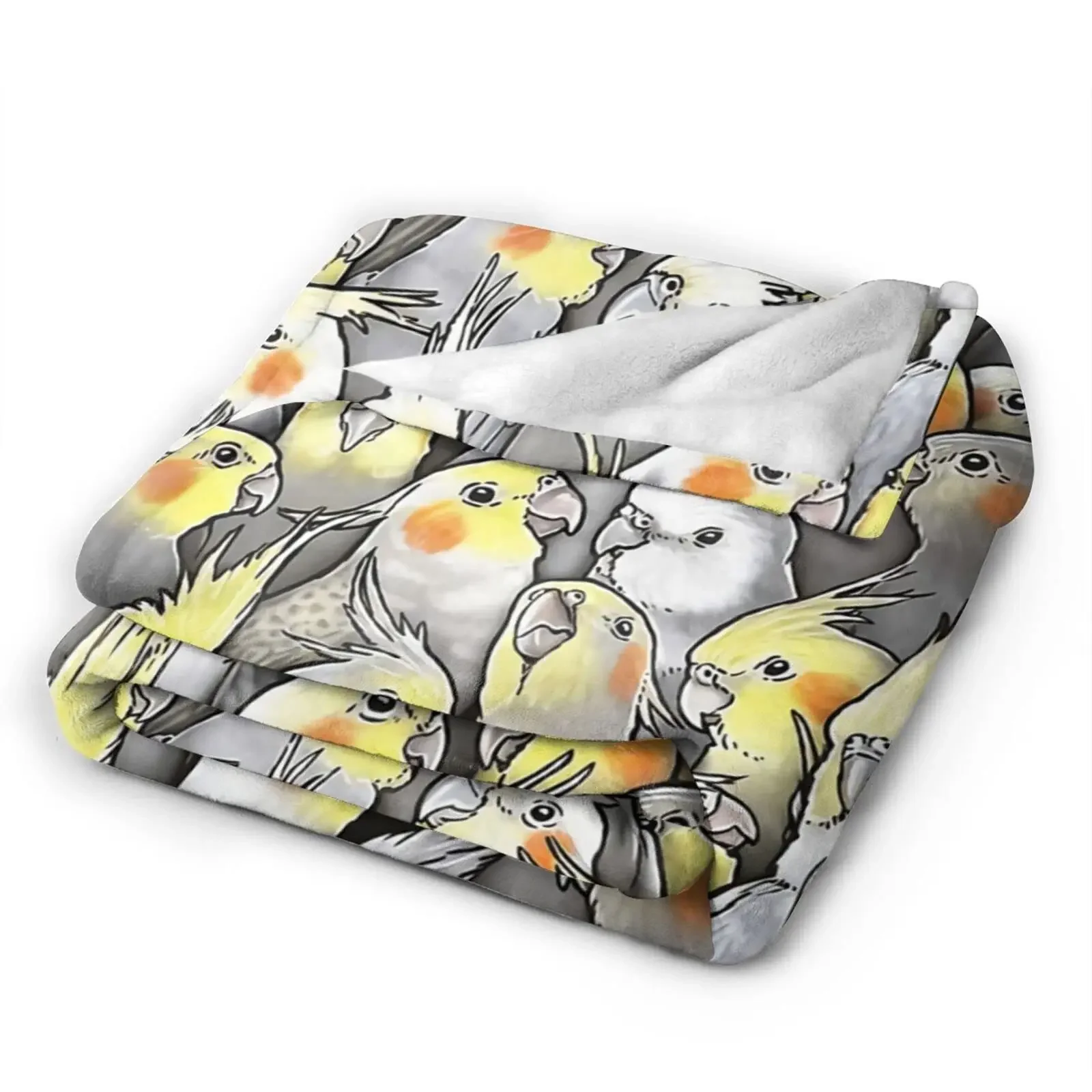 Cockatiel Flannel Throw Blanket,Cozy Warm Parrot Throw Blanket for All Seasons Bedding, for Bed Sofa Couch Warm Home Decor Gifts