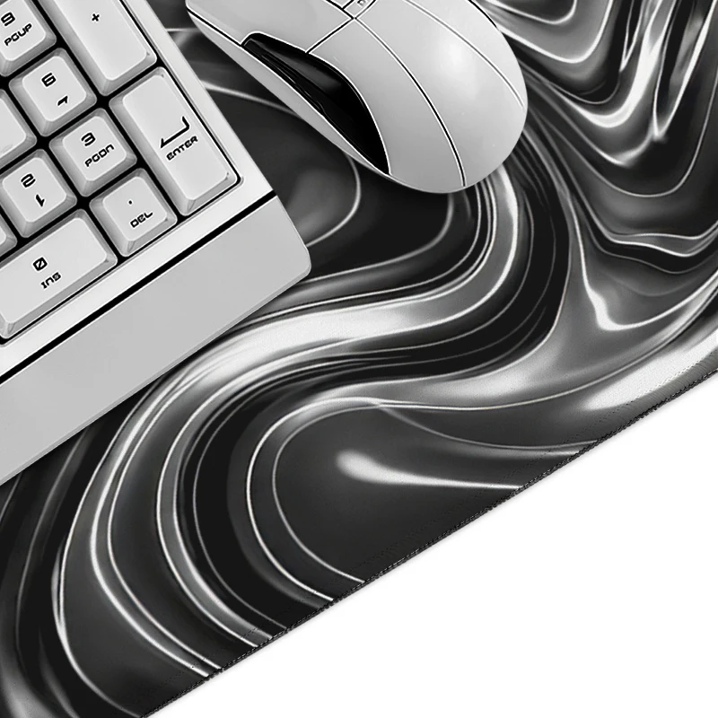 Black And Gray Abstract Fluid Art Mouse Pad Gamer printon demand Mousepad XXL Mouse Mat Non-Slip Natural Rubber Carpet Mice Pad