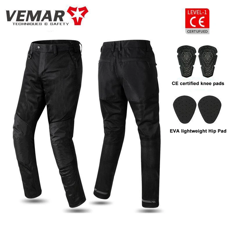 

VEMAR Summer Motorcycle Riding Pants Mesh Breathable Motocross Pants With CE Protective Pads Anti-fall Motorbike Pant Wear-rseis