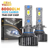 Dualvision H7 H4 faro Led 80000LM 350W Canbus H1 H8 H9 H11 9005 9006 HB3 HB4 9012 haz alto y bajo 6000K bombilla de lámpara automática 12V