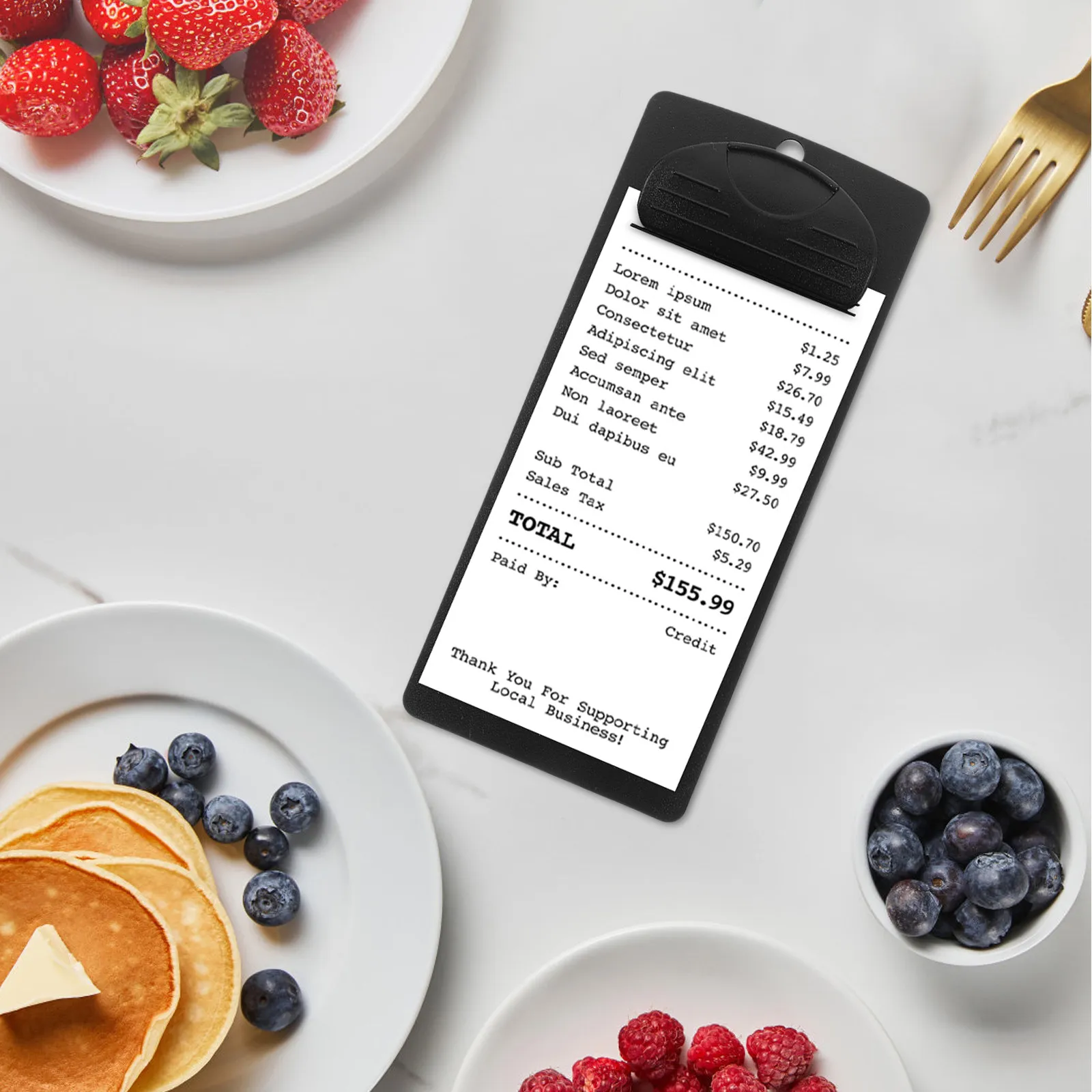 

4Pcs Plastic Clipboard Black Small 8x18cm Lightweight Menu Board Organizer for Restaurant Billing Meeting Tray