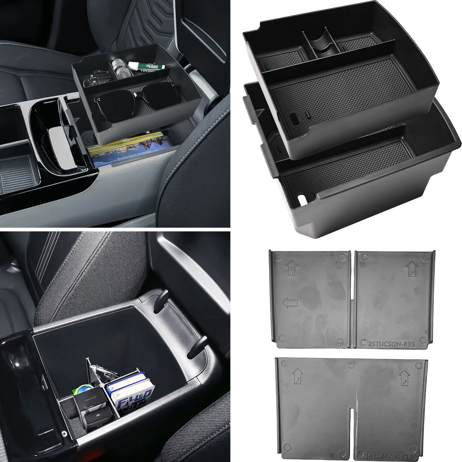 

2PCS for 2025 Hyundai Tucson(Limited)/2025 Tucson Hybrid(Blue/SEL Convenience/N Line/Limited) Center Console Organizer Divider