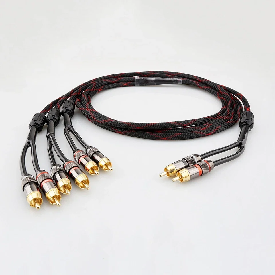 2 RCA To 6 RCA Male Audio Interconnect Cable Dual 2 Two Male To Six 6 Male RCA Amplifier Speaker Cable Double Turn 6