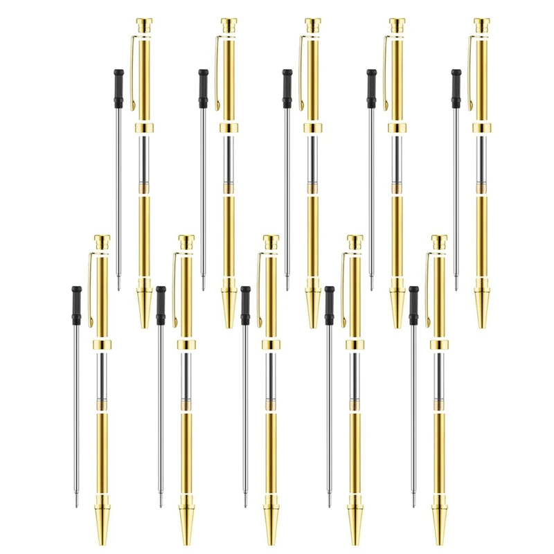 Wood Turning Pen Kit 10 Pcs Pen Kits for Wood Turning 7mm Slimline Pen Twist Kit with Refill Lathe Turning Supplies Gold