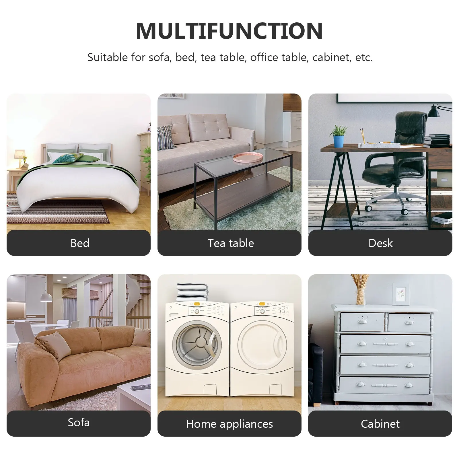 4Pcs Heightening Furniture Foot Plastic Bed Sofa Cabinet Non-Skid Cushion Anti-Scratch Shockproof Floor Protector