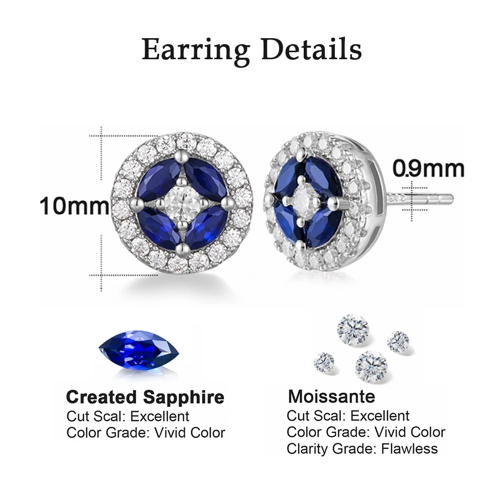 APIR Blue Sapphire Moissanite Stud Earrings for Men Women 925 Sterling Silver Marquise Blue Stone Diamonds Earrings Jewelry Gift view 2