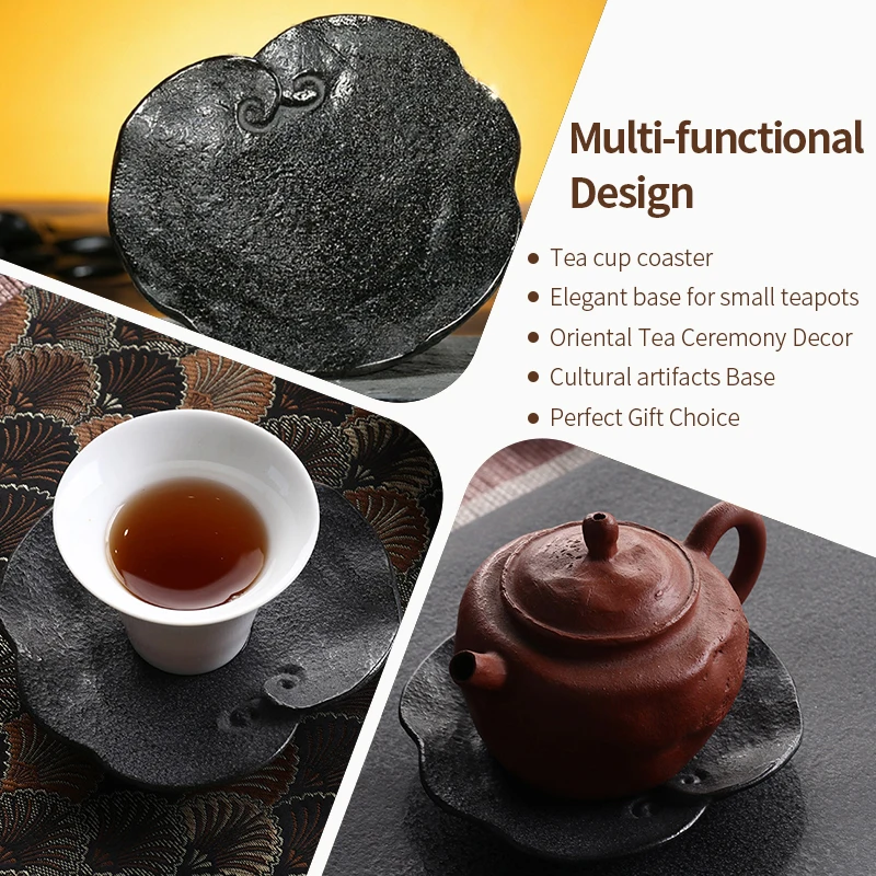 Tee Tablett Naturstein Vulkanischer Basalt Handgeschnitzt Lingzhi Ruyi Trockene Teezeremonie Wabi-Sabi Zen Kung Fu Gongfu Deko Haus Geschenk Teeliebhaber – Detail 6