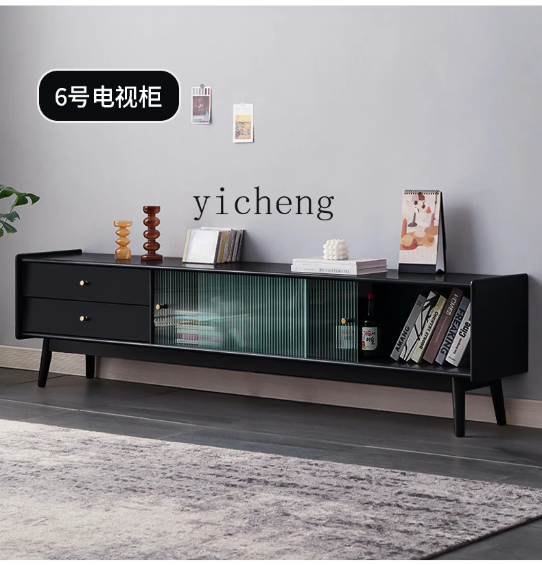 DSA solid wood living room TV cabinet coffee table combination black light luxury wall cabinet floor cabinet
