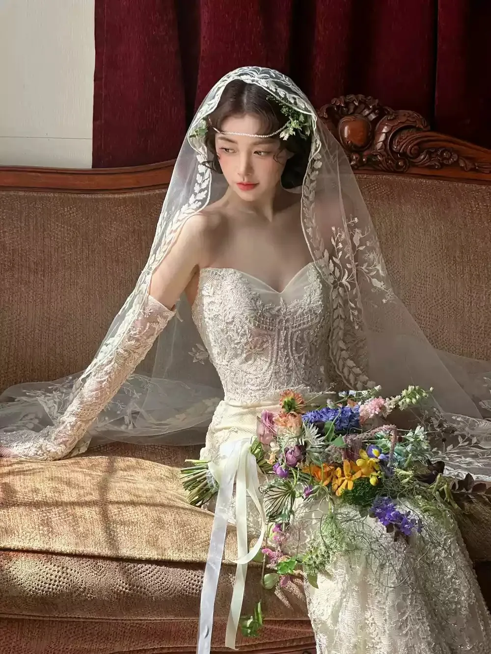 Veli da sposa fata Veli da sposa lunghi Veli da sposa con bordo applique ricamato avorio 1,5 * 1,5 1,5 * 2 1,5 * 3 m