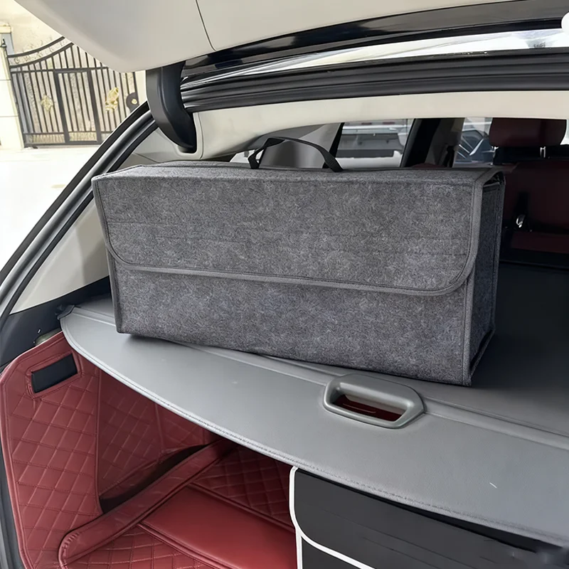 2025 Dark Gray New Soft Felt Anti-Slip Storage Box - Large Capacity Organizer for Car Trunk Boot Tools Auto Parts Storage Box
