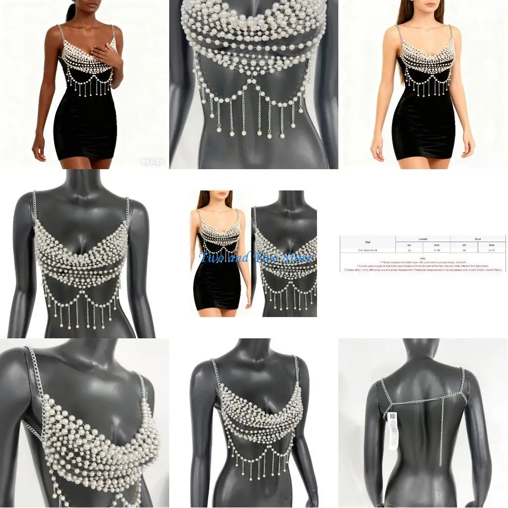 

HX6F Plastic Resin Layered Chest Chain Handcrafted Body Chain Festival Women’s Wear