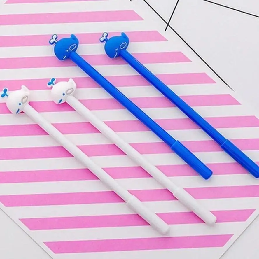 Fuuny New 4Pcs/Set Cartoon Blue Whale Neutral Gel Pen Cute Student School Office Stationery Lovely Kids Holiday Birthday Gift