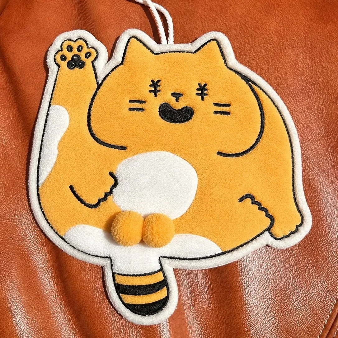 Hand Towel Cute Cat Shaped Hand Towel Hangable Quick Dry Absorbent Coral Fleece For Bathroom Kitchen Home Decor Lovely Gift
