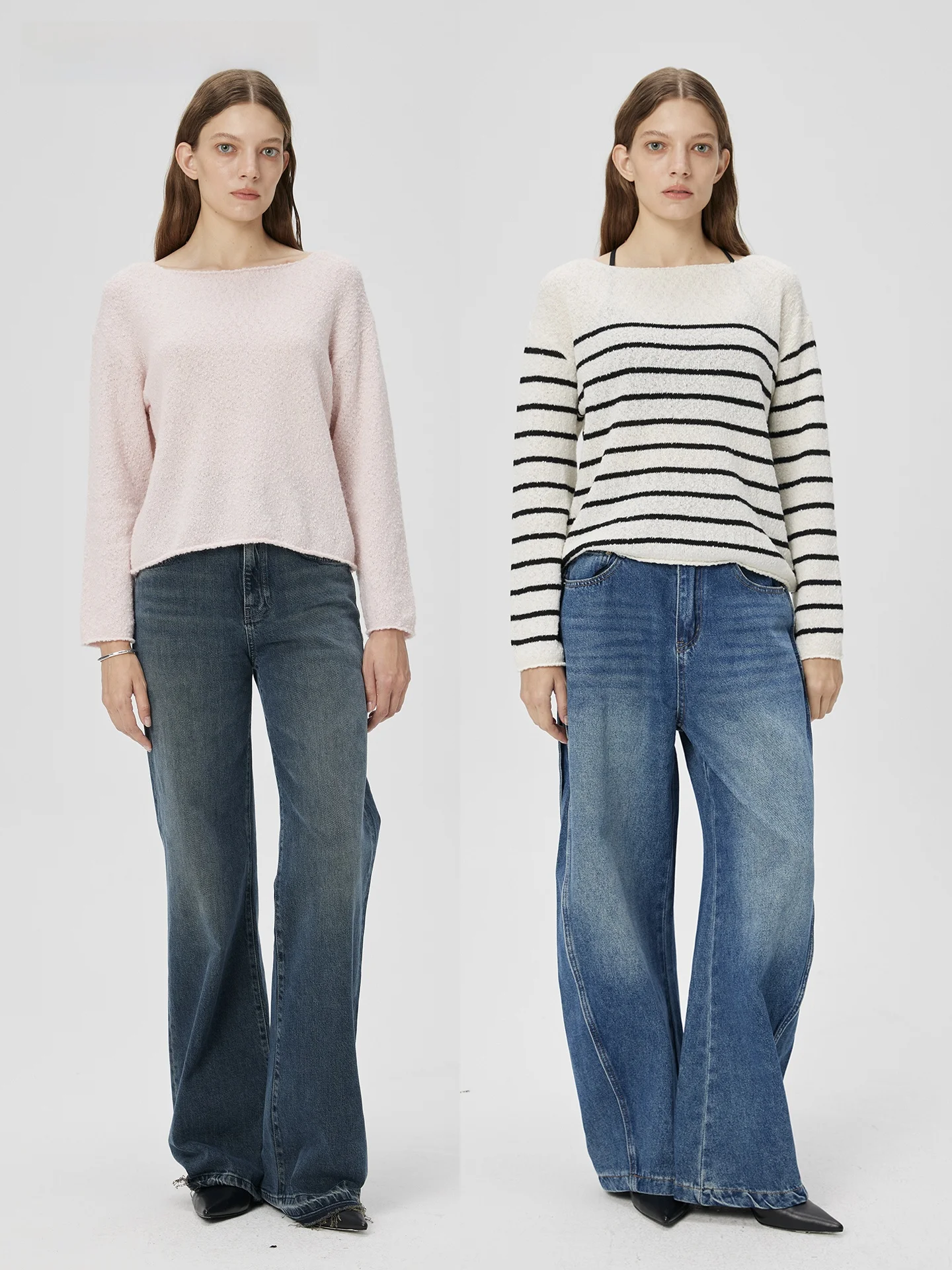 

Onde Flottante 25 New Loose Knitted Sweater Bean Tead round Ne Soft Wool Blend Comfortable Lazy Sle Autumn Faion Wome...