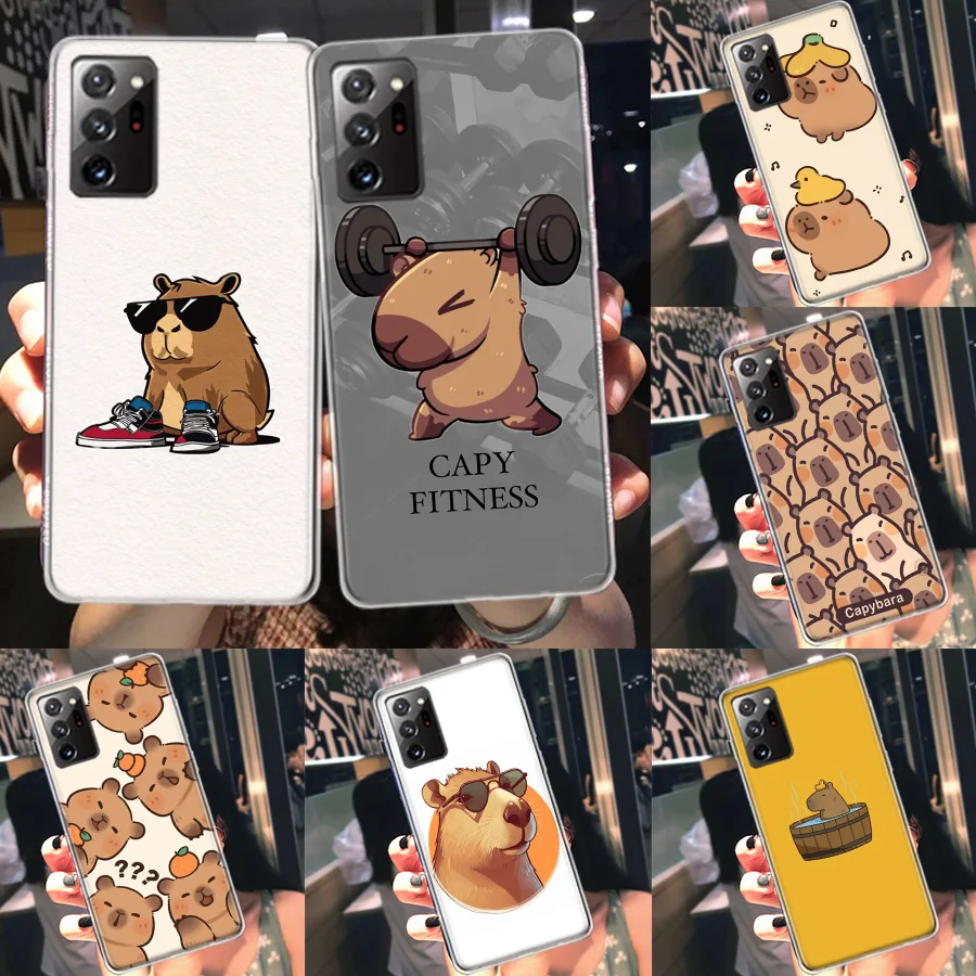 Cute Cartoon Capybara Phone Case For Samsung Note 20 Ultra 10 9 8 A05S A15 A25 A35 A55 M11 M12 M21 M30S M31 M32 M51 M52 A90 Co