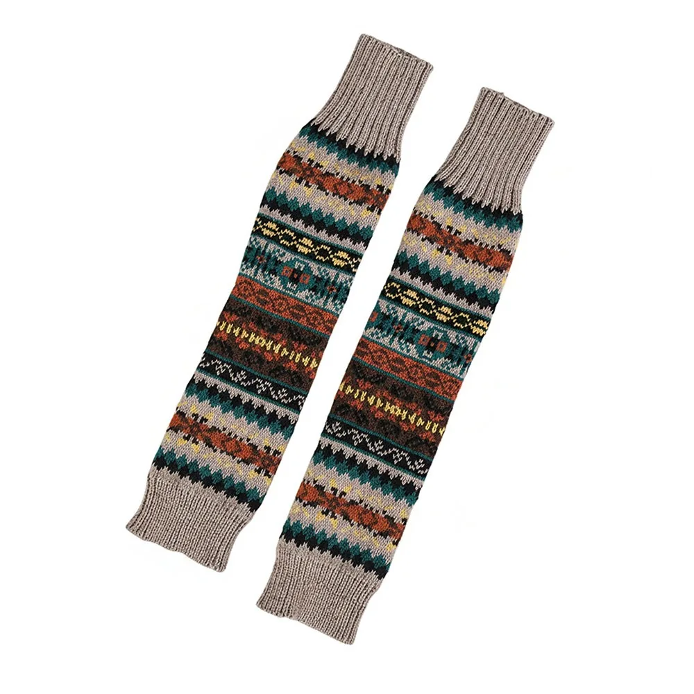 

Модные разноцветные вязаные чехлы на руку, утолщенные удлиняющие вязаные перчатки, геометрические контрастные манжеты для ботинок, универсальные чехлы для ног