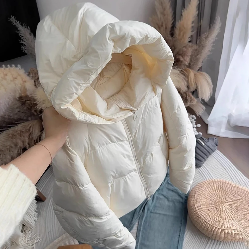 Casacos acolchoados de algodão estilo coreano para mulheres outono inverno moda cor sólida com capuz jaquetas de algodão 2025 novo grosso quente outerwear