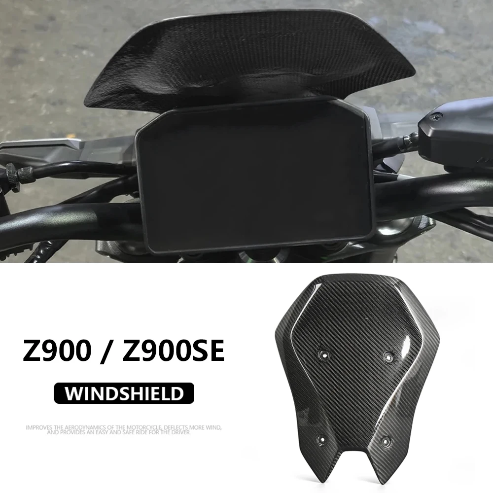 

Z900 2025 Motorcycle Accessories Carbon Fiber Windshield Windscreen Wind Shield Screen Deflector For Kawasaki z900 Z900 SE Z 900