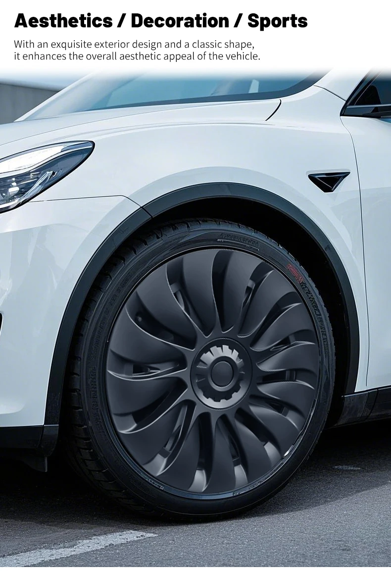 Design für Tesla Model Y (2020-2024) 19-Zoll Blade-Style Radkappen Vollständige Abdeckung Radzierblenden Auto-Ersatzteile (4 Stück) – Detail 6