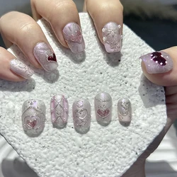 10 Pieces Baroque Style Press On Nails Handmade Sweet Cool Cat Eye Star Moon Sweetheart Fake Nail Patch Removable