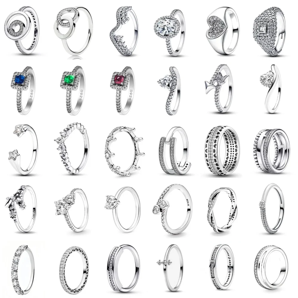 

Серебряное кольцо 925 пробы, размеры 6, 7, 8, 9, кольца с белым камнем, подходит для подходящего подарка на день рождения своими руками, женские украшения