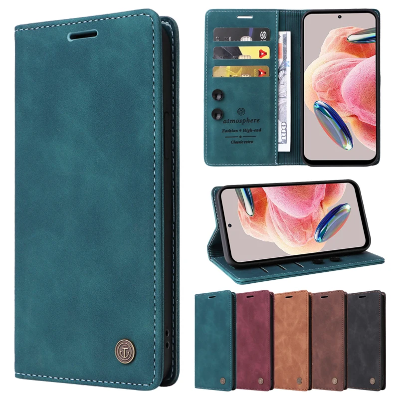 

For Xiaomi Redmi 12C 10 9 9A 9T Note 12 12S 12 Pro Plus 11 Pro 10 Pro 9 Pro 9S 8 Pro Poco X5 Pro X5 Wallet Magnetic Leather Case