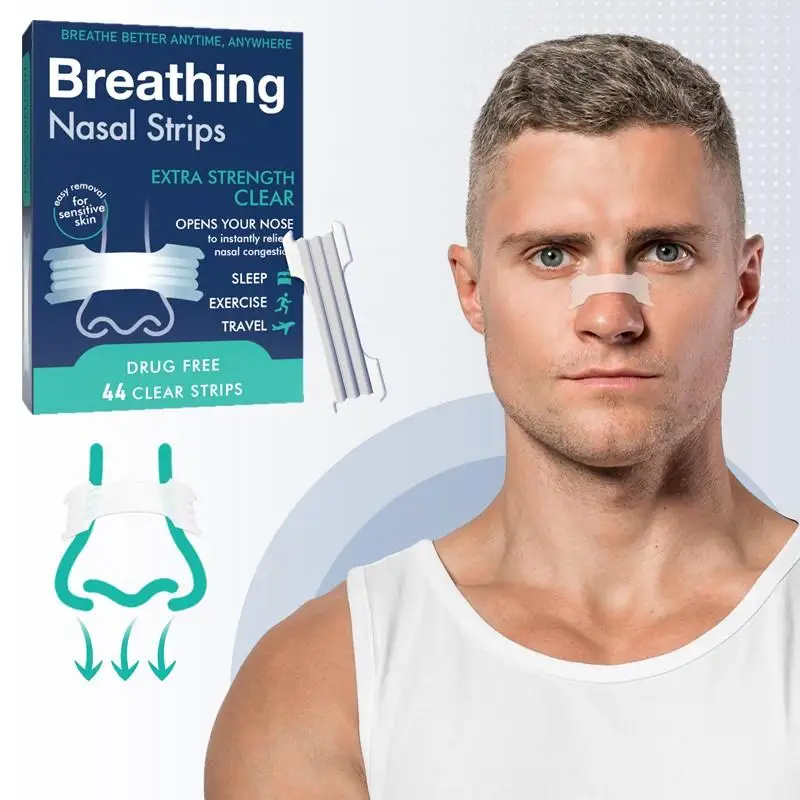 44 Pcs Strength Anti-Snoring Nose Strips Sleep Nasal Strips For Improved Air Inhalation Exercise & Sleep Quality Breath Strips