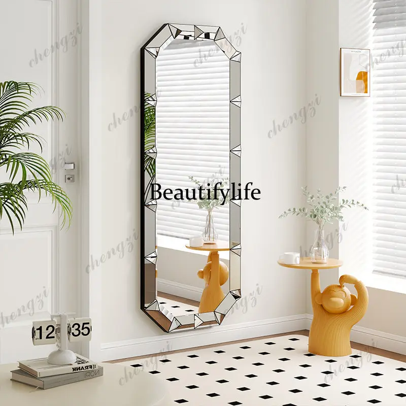 H134 light luxury bathroom wall-mounted bathroom mirror household hotel bathroom mirror square mirror