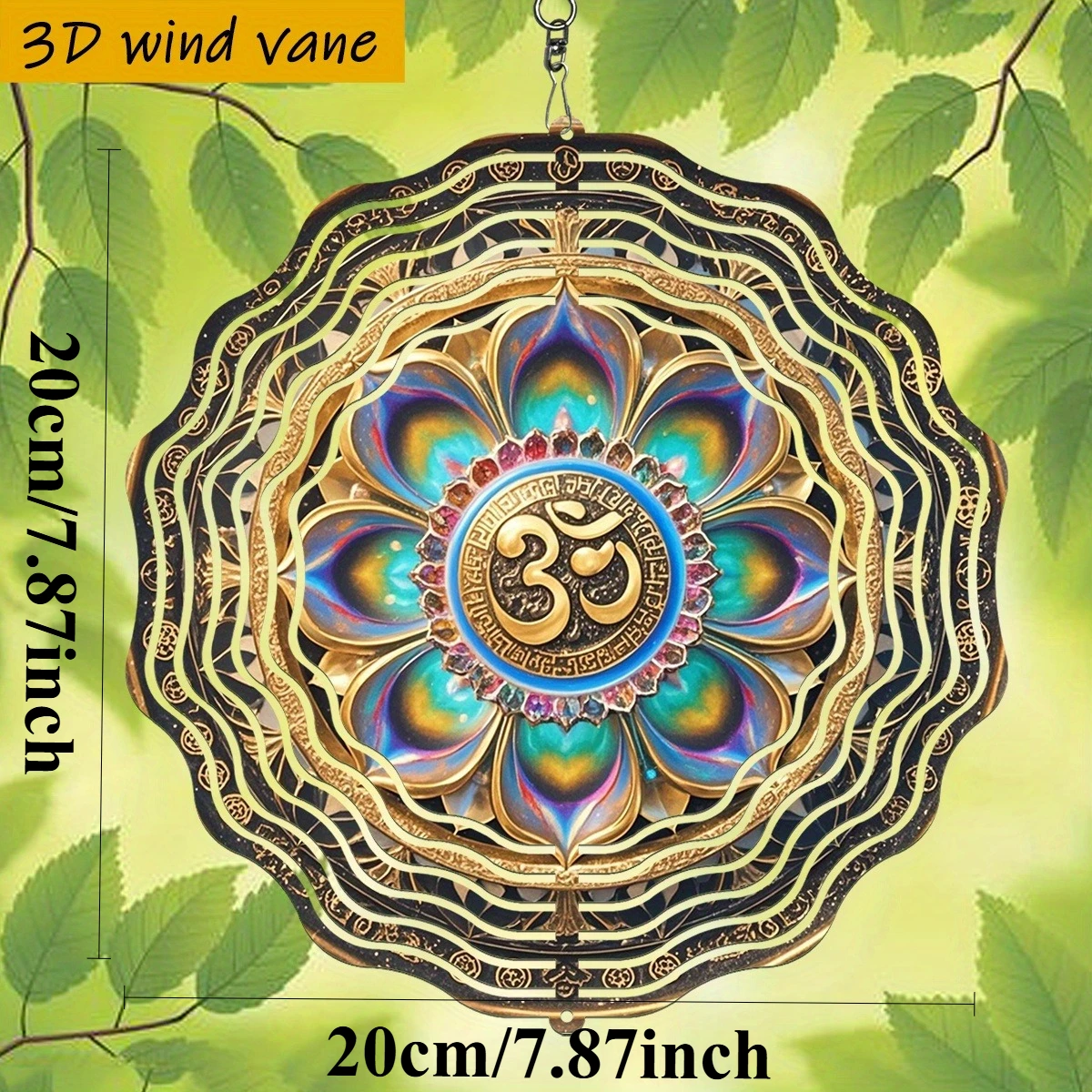 1pc 3D Wind Vane with 360° Rotating Hook - Large Flower Design, Iron Wind Spinner for Indoor/Outdoor Decor Durable Decoration
