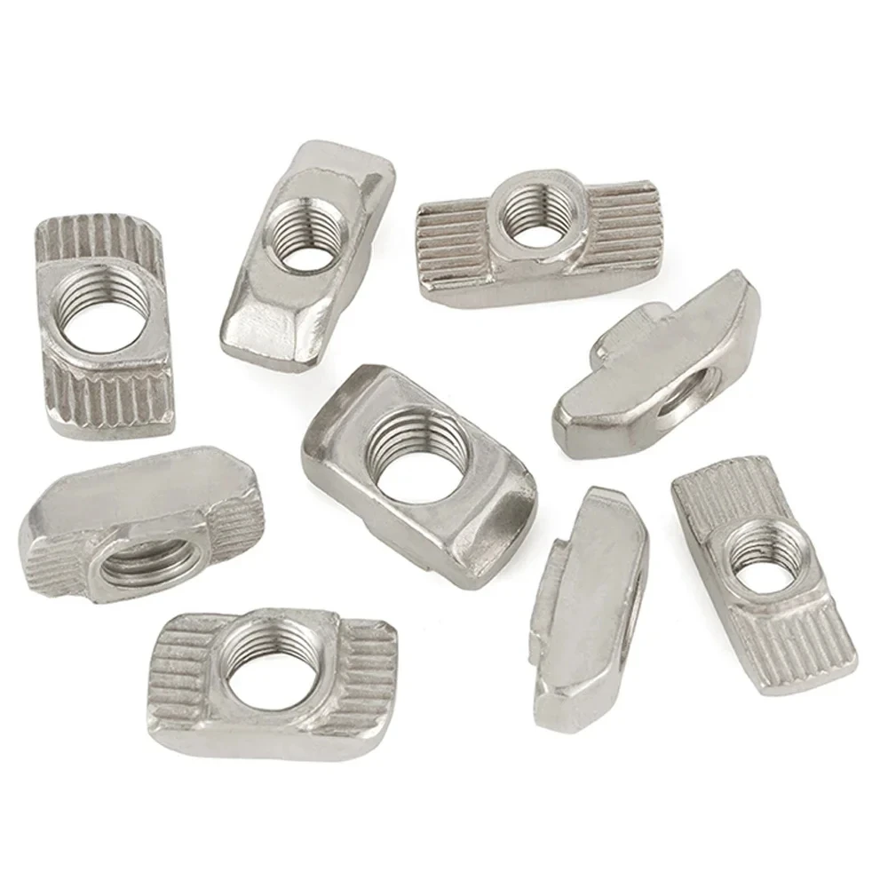 10-50Pcs M3 M4 M5 M6 M8 T-nut Hammer Head T Nut Connector Nickel Plated Carbon Steel for 20/30/40/45 Series Aluminium Profile