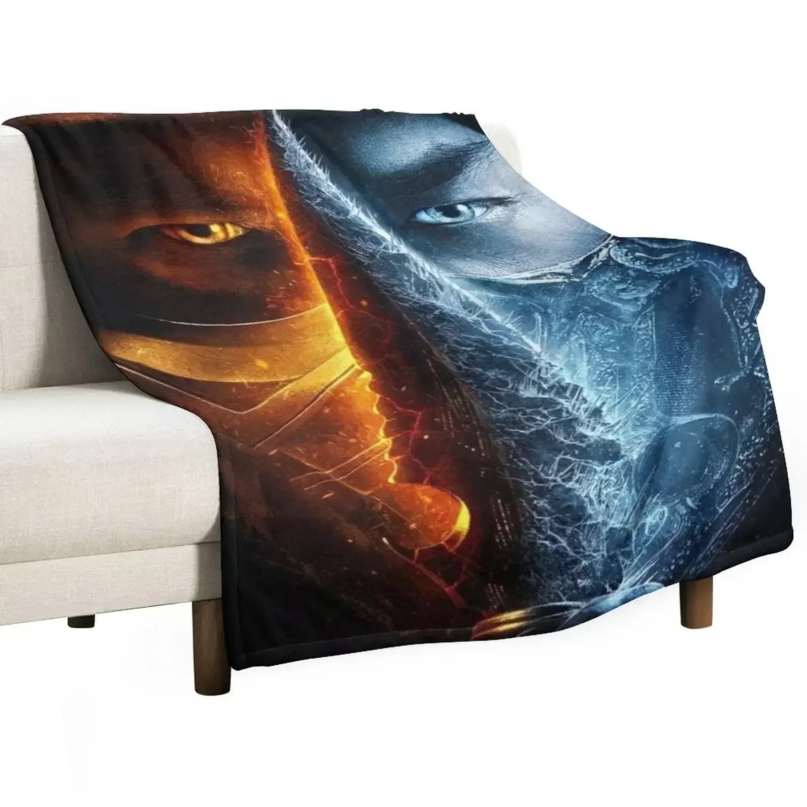 Mortal Kombat Look Throw Blanket Plaid on the sofa Bed Fashionable funny gift Personalized Gift Giant Sofa Single Blankets