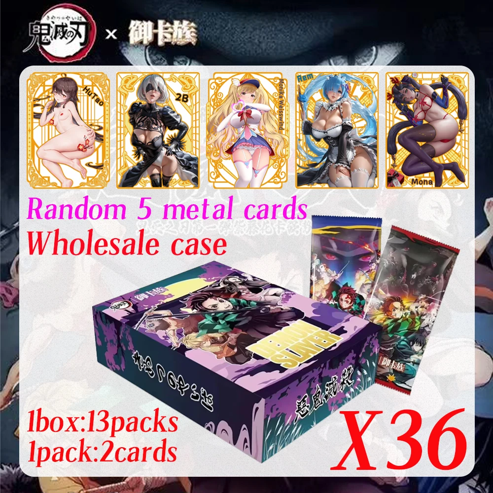 

Wholesale Demon Slayer Collectible Cards Booster Box Swimsuit Goddess Metal Card TCG Game Children's Toys Birthday Gift