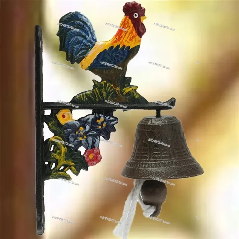 For Home Door Bell Vintage Retro Style Metal Cast Iron Rooster Wall Mounted Home Garden Decor Access Control For Remind