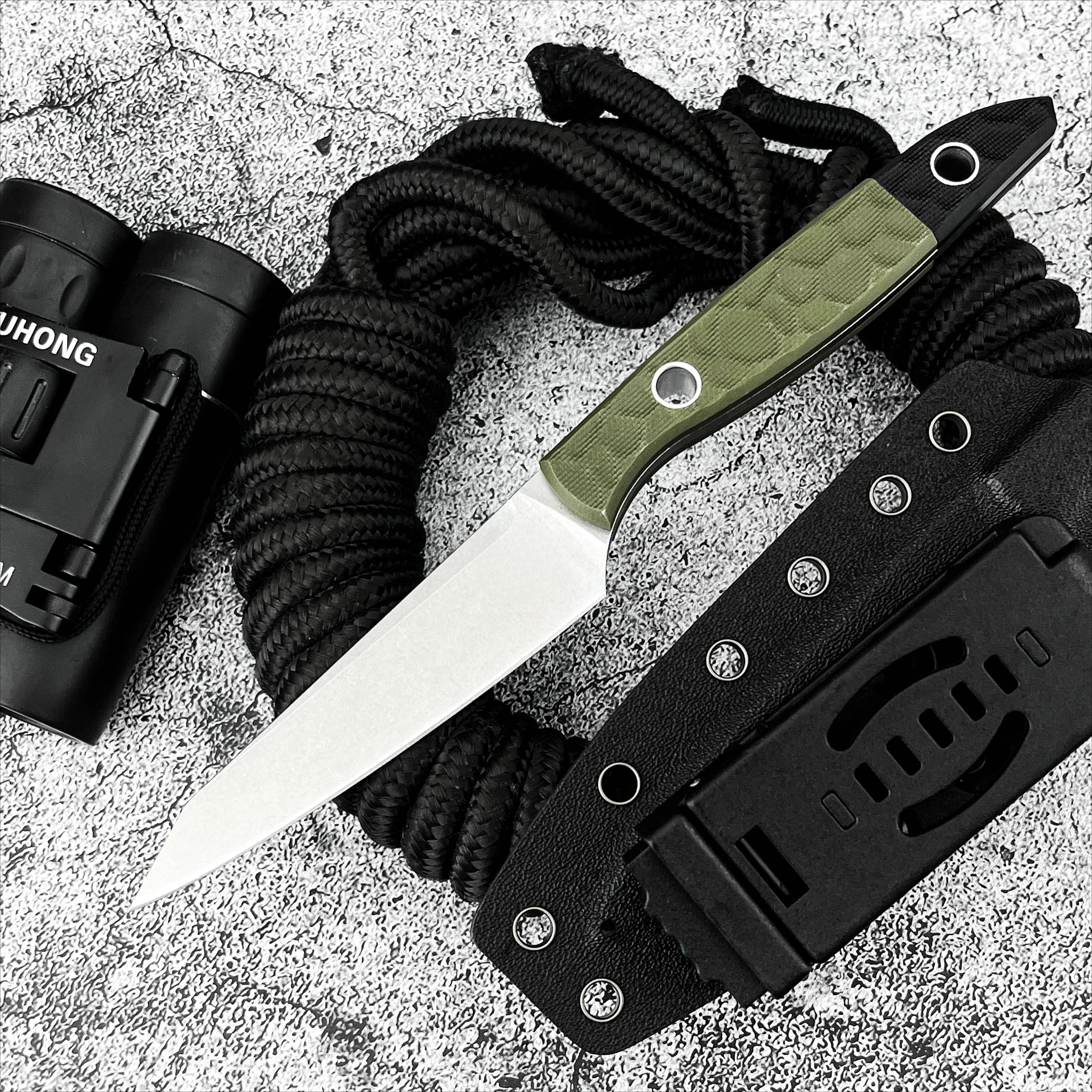 Outdoor BM 4045 EDC Fixed‑Blade Utility Knife, 9Cr13MoV Blade G10 Handle, Kitchen Peeling Camping Hunting Hiking Cutting Tool