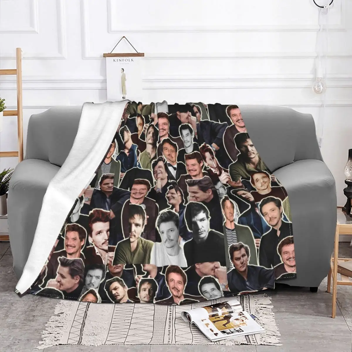 Pedro Pascal Collage Aries Zodiac Meilleur acteur de groupe Blanket Flannel Cute Throw Blankets For Office Plush Thin Quilt