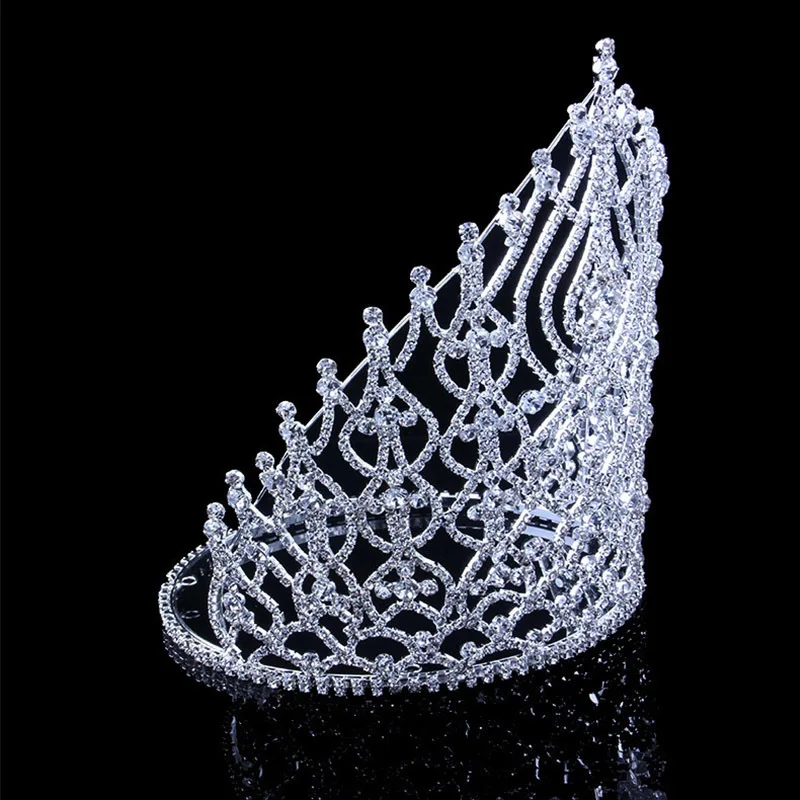 Miss World Crown Crsytal Heart Shape Rhinestone Large Crowns Bride Tiaras Wedding Stage Show Hair Accessories