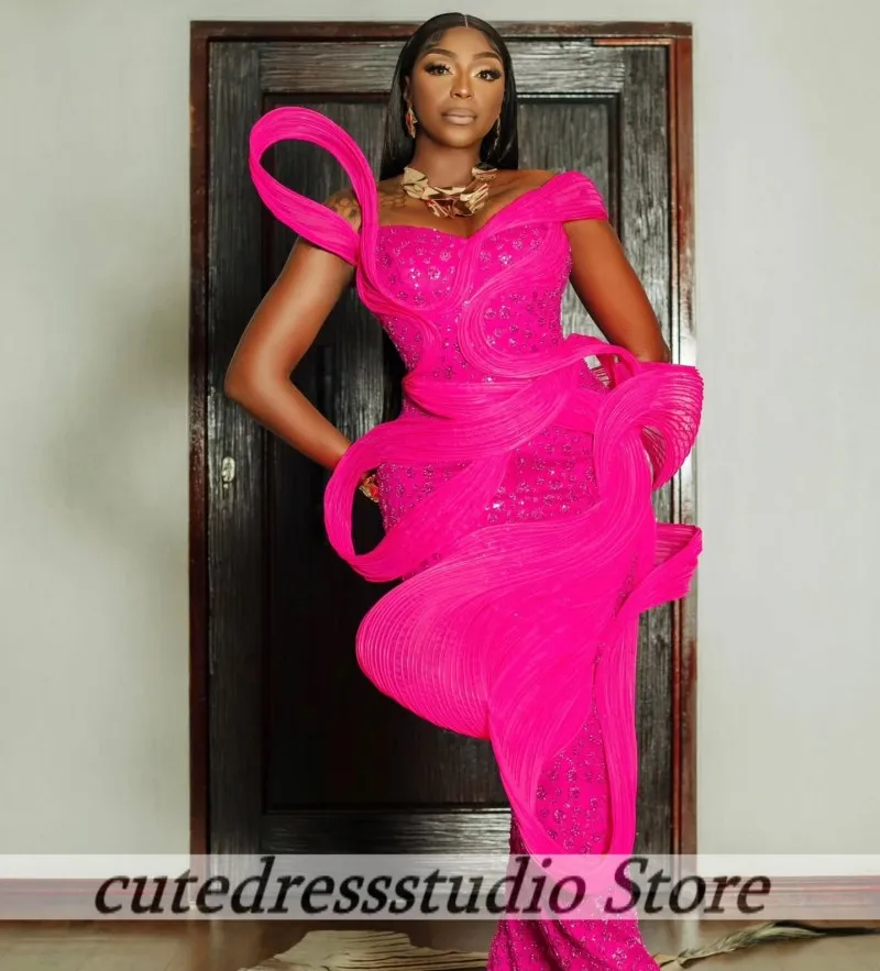 Generous Sequins Mermaid Evening Dress For Women 2026 Pleated Ruffle Formal Occasion Party Dresses Vestidos De Fiesta Customized