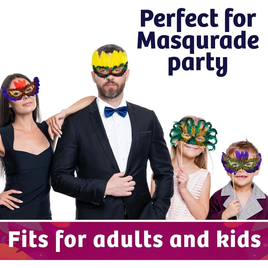 أقنعة ماردي غرا السائبة للحفلات التنكرية للكرنفال: أقنعة تنكرية متعددة الاستخدامات للنساء والرجال ومثالية لتزيين الحفلات #6